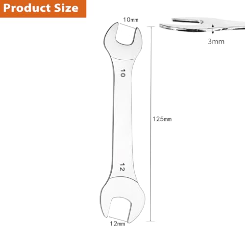 Super-Thin Open End Wrench, 3mm Ultra Thin Open End Wrenches 10 x 12mm Chrome Vanadium Steel Wrench for Tight Spots Repair - size: 10 x 12mm