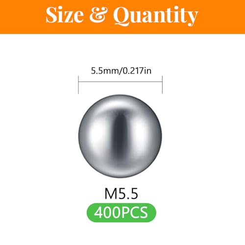 400 Pcs M5.5 Stainless Steel Bearing Balls, Metric Precision Bike Ball Bearings for Acrylic Paints, Nail Polish & Epoxy Resin, Durable Agitator Balls for Ball Bearings - size: M5.5-400Pcs