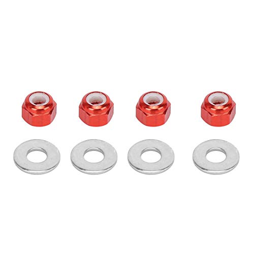 RC Wheel Nuts Aluminum Alloy Lock Nuts with Gaskets for 1/14 144001 RC Car 4 Set Red Anodized Hex Wheel Nuts (Red)