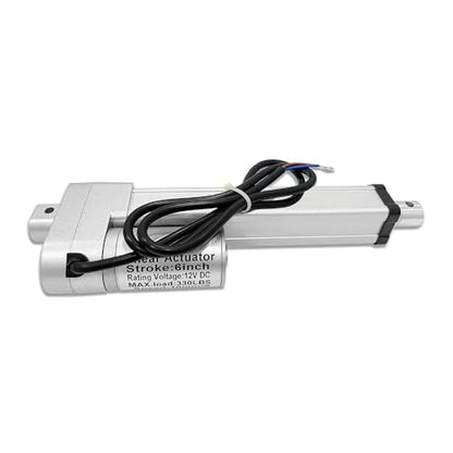 6" (150mm) Stroke 12V Silent Electric Linear Actuator Silver | 330lbs (1500N) Load Capacity, IP55 Waterproof - color: Silver, size: 6"
