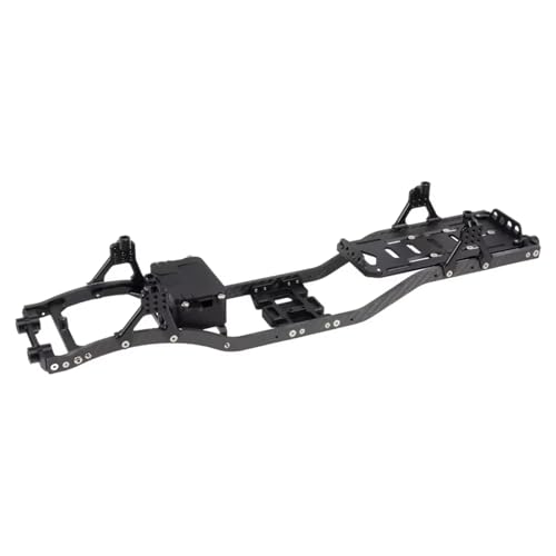 for SCX10 for Chassis 1/10 Set RC Crawler W/Carbon Fiber Rails Metal Brace Skid PlateAdjustable Shock Battery Tray Accessory Replacement RC Upgrade Parts(Black) - color: Black