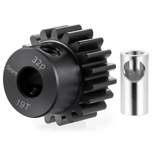 Steel 32P 5mm Pinion Gear 19T Motor Gears for RC Car Upgrade Parts | 1/5 1/6 1/8 1/10 1/14 1/16 1/18 Buggy Monster Truck Drift Off-Road Crawler - size: 19T