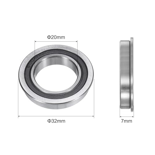 uxcell F6804-2RS Flanged Ball Bearing 20x32x7mm Double Sealed Chrome Steel Flange Bearings, 10pcs - size: F6804-2RS 20x32x7mm