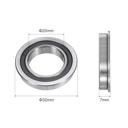 uxcell F6804-2RS Flanged Ball Bearing 20x32x7mm Double Sealed Chrome Steel Flange Bearings, 10pcs - size: F6804-2RS 20x32x7mm