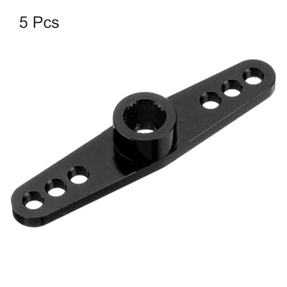 MECCANIXITY 5 Pcs Aluminum Servo Horn 25T 25 Teeth Servo Horn Steering Double Arms 47mm Length Black for DIY RC Car/Boat/Airplanes Boat Model - color: Black