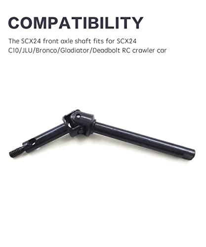 Steel RC Front Axle Drive Shaft for 1/24 C10 SCX24 Upgrades Accessories | Universal Driveshaft CVD Set for /24 C10/JLU/Bronco/Gladiator/Deadbolt RC Crawler Car,Smooth Transmission,CNC Machined