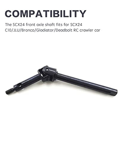 Steel RC Front Axle Drive Shaft for 1/24 C10 SCX24 Upgrades Accessories | Universal Driveshaft CVD Set for /24 C10/JLU/Bronco/Gladiator/Deadbolt RC Crawler Car,Smooth Transmission,CNC Machined