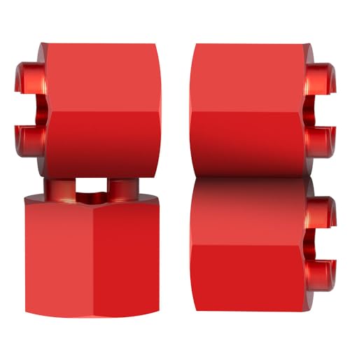 4PCS/Set Aluminum RC Car Wheel Hubs Adapters for Redcat Ascent 1/18th RC Crawler Car Upgrades (Red) - color: Red