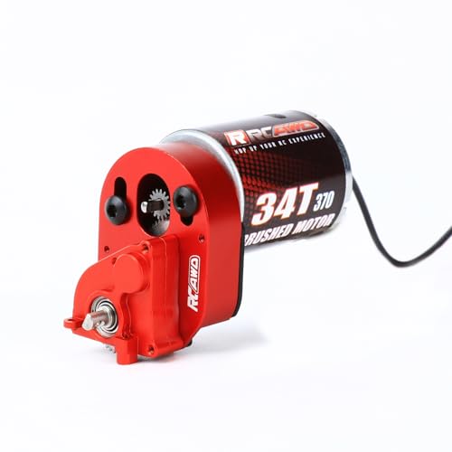 RCAWD 330% More Power 370 Motor SCX24 Transmission Gearbox Set for Axial 1/24 SCX24 AX26 Series Upgrades Part Red - color: Red