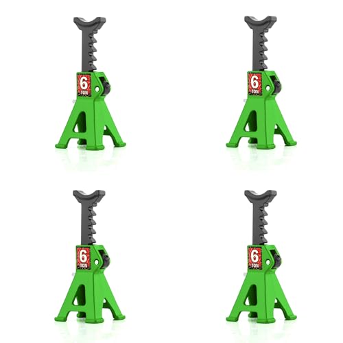 1/24 RC Toy Jack Stands, Green, 4 PCS | 1/18 Simulation, 6 Ton Metal Adjustable Mini Jacks, For 1:18 1:24 Scale Crawler Car - color: Green