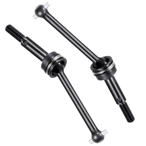 Que-T 1 Pair Steel Drive Shafts CVD RC Replace Driveshafts Front & Rear Universal for 1/10 Tamiya TT02 RC Car