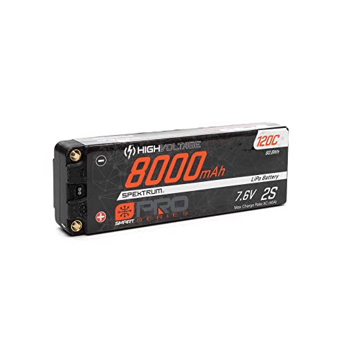 Spektrum 7.6V 8000mAh 2S 120C Smart Pro Race Hardcase LiHV Battery: Tubes, 5mm, SPMX82S120HT