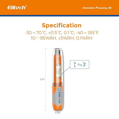 Elitech RC-51H USB Temperature Data Logger Reusable Digital Recorder Medical Refrigerator Thermometer Programmable Monitor 32000 Points High Accuracy - size: Temperature & Humidity Sensor