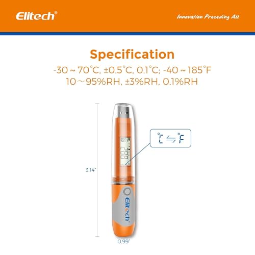 Elitech RC-51H USB Temperature Data Logger Reusable Digital Recorder Medical Refrigerator Thermometer Programmable Monitor 32000 Points High Accuracy - size: Temperature & Humidity Sensor