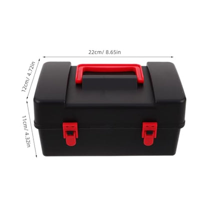 Battling Top Carrying Case, Portable Plastic Storage Box Organizer with Foam Insert for Burst Spinning Tops and Launchers, Kid-Friendly Travel Toy Holder, Black, 8.65"