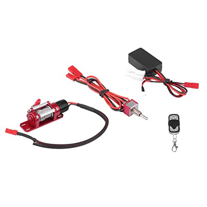 Universal Metal 1/10 Scale RC Winch with Two-Button Remote for Off-Road Crawler Recovery, Compatible with Redcat, Axial SCX10, D90, HPI