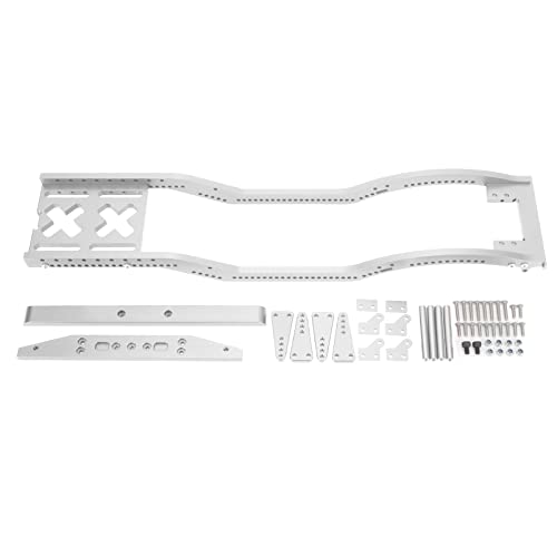 Aluminum Alloy RC Car Chassis Frame Set, 1/10 RC Chassis with Front Rear Bumpers, Heavy Duty Metal Frame for SCX10 D90 1/10 RC Crawler, Upgrade Kit with Mounting Screws Accessories (Silver) - color: Silver
