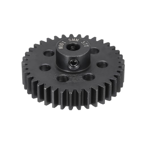 MECCANIXITY Steel M1 Gear Set 37T 5mm Shaft Motor Gears for RC Vehicles Truck Drift Car Part, Black - size: 37T
