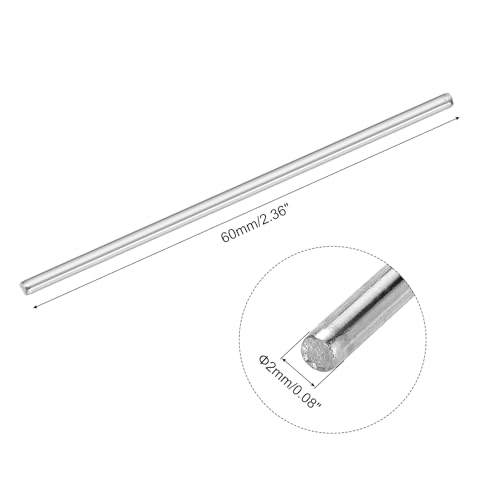 MECCANIXITY 40pcs 2mmx60mm Toys Shaft Round Rod Axles Drive Shaft for DIY RC Car Truck Boat Helicopter Model Part, Silver - size: 2mmx60mm
