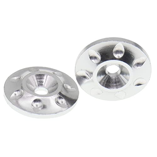 2PCS Metal Rear Wing Buttons Washer,Universal Rear Fixed Tail Protection Spacer/Gasket Compatible with 1/10 RC Off Road Short Truck Buggy Racing Car(Silver) - color: Silver
