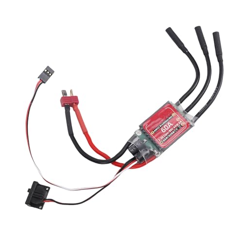 Cryfokt Brushless Motor ESC, 60A Adjustable Drag Brake Sinusoidal Start Electric Speed Controller, RC Car ESC with Bidirectional Modes for 2847 540 3650 Brushless Motor RC Cars Boats