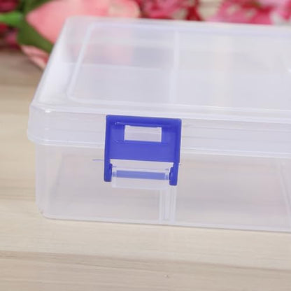 Tool box hardware organizer, small parts storage box. Portable plastic toolbox with detachable partitions. Stackable hardware storage boxes.