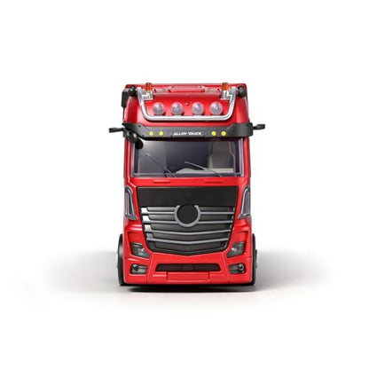 1/64 Scale 4WD RC Container Truck, 2.4GHz Proportional Semi Trailer RTR/Red | ABS Construction, Independent Trailer Control, Light & Sound, Collectors and Hobbyists, Indoor Display, Racing Wheels Include