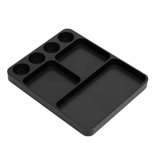 Metal RC Screw Tray, Aluminum Alloy Magnetic Screw Holder Plate for RC Model Toy Repair, with Magnetic Pad Organizer for 1/10 Car Boat Plane (Black)