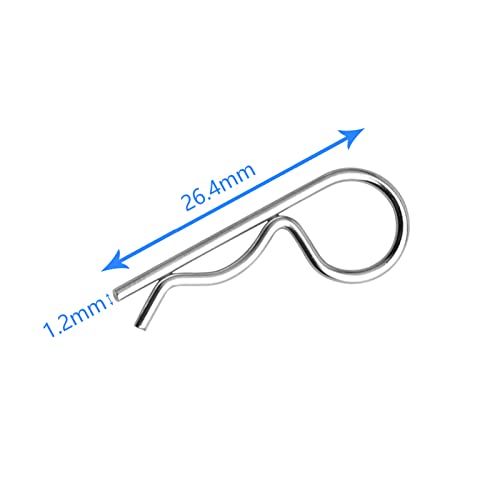 20pcs HobbyPark Universal RC Car Body Clips and Retainer for All 1/10 1/12 Scale Arrma Traxxas Axial SCX10 Losi Redcat HPI Exceed Shell Replacement Pins - size: 1.2mm Rod Silver Clips