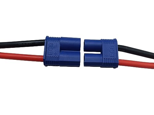 2 Pairs EC8 Style Male and Female Connector Adapter Plug with 15cm 10awg Silicone Wire Cable for RC Lipo Battery