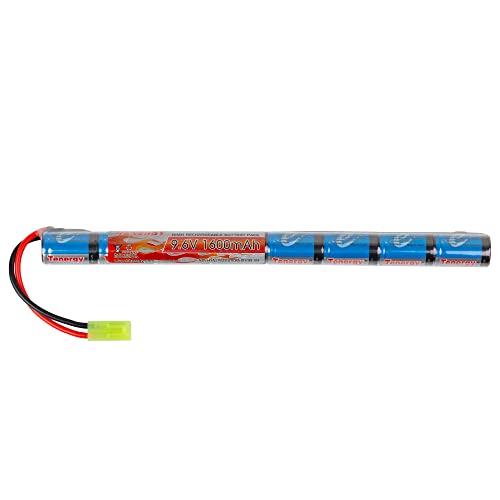 Tenergy Airsoft Battery 9.6V 1600mAh NiMH Stick Battery High Performance Stick Type Batteries w/Mini Tamiya Connector for Airsoft - size: Battery Pack Only