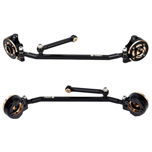 Brass Front Steering Knuckles w/Adjustable Steering Block Weights&Steering Link 19g/Set for Redcat Ascent-32 1/32 RC Crawler Car Upgrades,Black Coating