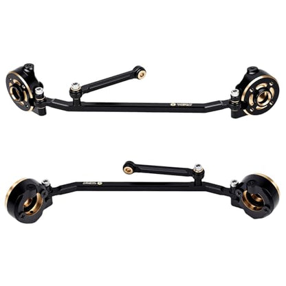 Brass Front Steering Knuckles w/Adjustable Steering Block Weights&Steering Link 19g/Set for Redcat Ascent-32 1/32 RC Crawler Car Upgrades,Black Coating
