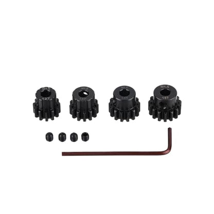 Mod 1 M1 Pinion Motor Gear Set 4pcs 12T 13T 14T 15T Fit 5mm RC Motor Shaft M1 Pitch Gears for RC Car, with Hex Key