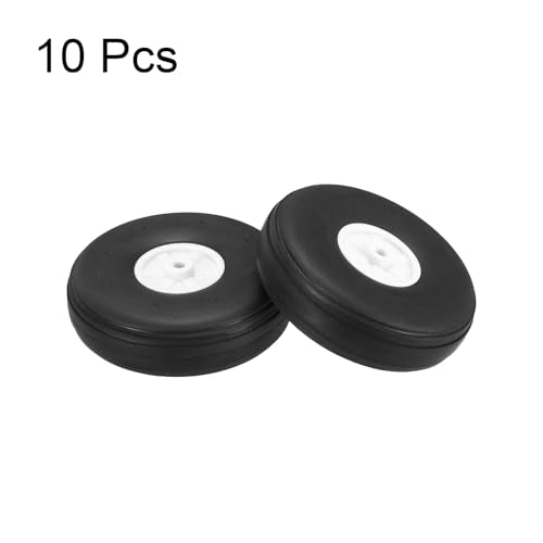 MECCANIXITY 10Pcs RC Airplane Wheels 2.5" OD Aircraft PU Rubber Tire Tail Airplanes Wheel Replacement for DIY Model Plane Helicopter Car - size: 2.5" OD