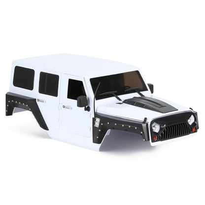 RC SCX10 Hard Shell&1/10 Jeep Wrangler Body for 1/10 SCX10i ii 90046 90047 and Other 313 Wheelbase RC Cars (White) - color: White
