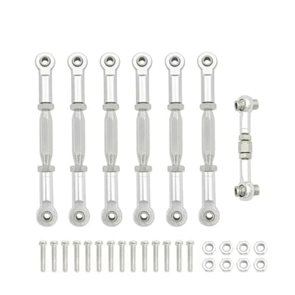 Compatible with Traxxas for Slash 4X4 2WD 1/10 RC Car Upgrade Parts Aluminum Turnbuckle Camber Link End Adjustable Kit RC Car Linkage(Silver) - color: Silver