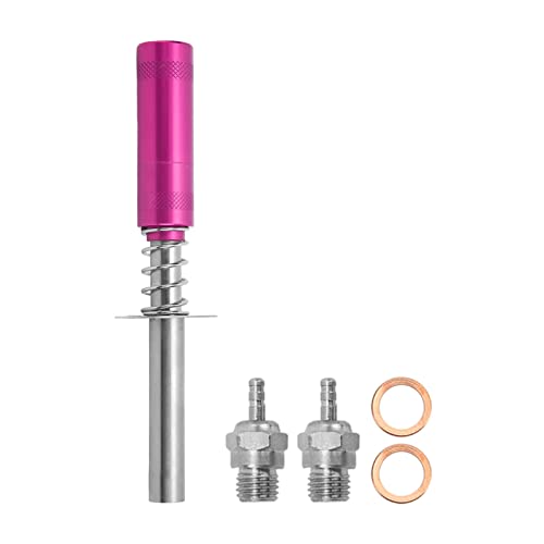 Glow Plug Igniter RC Starter Kit with N3 Glow Plug, RC Engine Igniter for Methanol Fuel Oil Powered Vehicles, Aluminum Alloy Glow Plug Starter for HSP 80103 RC Car, Aircraft, Ships (Rose Red) - color: Rose Red