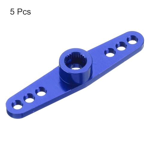 MECCANIXITY 5 Pcs Aluminum Servo Horn 25T 25 Teeth Servo Horn Steering Double Arms 47mm Length Dark Blue for DIY RC Car/Boat/Airplanes Boat Model - color: Dark Blue