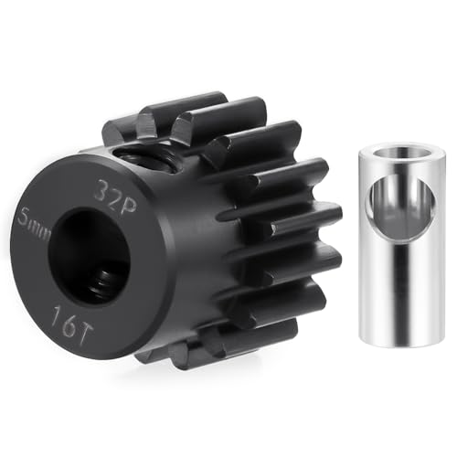Steel 32P 5mm Pinion Gear 16T Motor Gears for RC Car Upgrade Parts | 1/5 1/6 1/8 1/10 1/14 1/16 1/18 Buggy Monster Truck Drift Off-Road Crawler - size: 16T