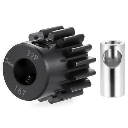 Steel 32P 5mm Pinion Gear 16T Motor Gears for RC Car Upgrade Parts | 1/5 1/6 1/8 1/10 1/14 1/16 1/18 Buggy Monster Truck Drift Off-Road Crawler - size: 16T