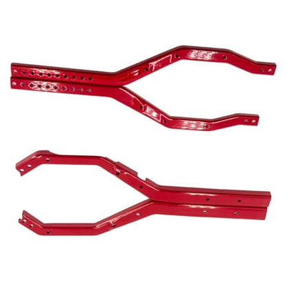 RC Upgrade Parts for Axial for Scx10 III 1/10 Upgrade Parts Rc Crawler Car Accessories Heavy Duty Wheelbase Adjustable Metal for Chassis Frame Rail Set(Red) - size: Red