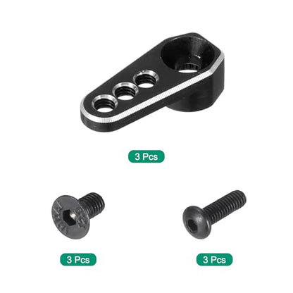MECCANIXITY 3pcs Aluminum Alloy 1/18 25T Steering Servo Arm Horn Black for DIY RC Car/Boat/Airplane Boat Accessories - color: Black