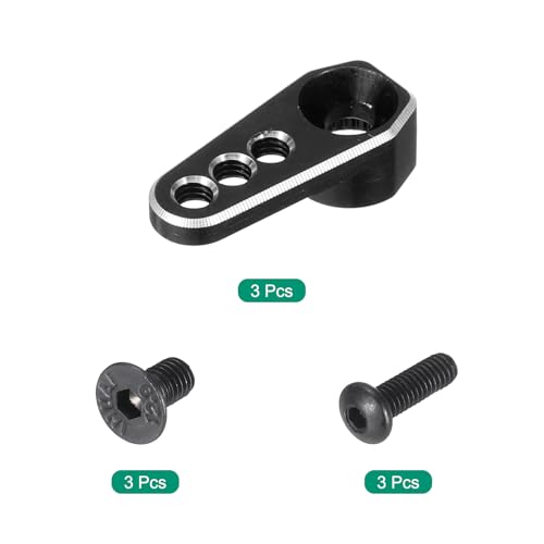 MECCANIXITY 3pcs Aluminum Alloy 1/18 25T Steering Servo Arm Horn Black for DIY RC Car/Boat/Airplane Boat Accessories - color: Black