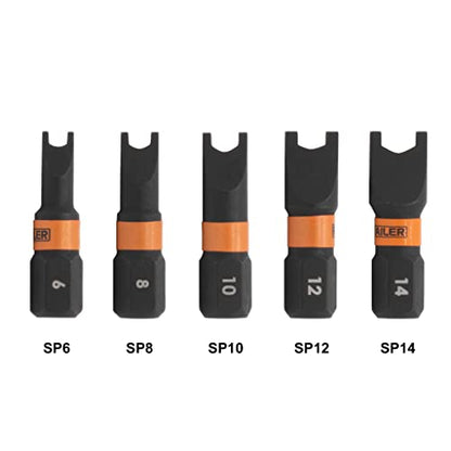 Spanner Screwdriver Bit Set - Railer 5PC S2 Steel 1" Spanner Snake Eyes Impact Driver Bit Set With A Tool Storage Bit Holder & Carabiner - color: Black Bitrail