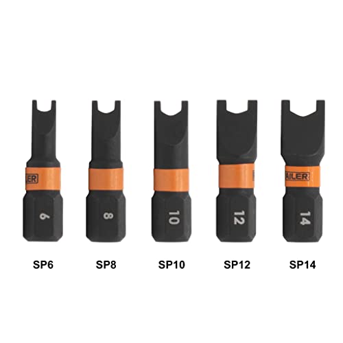 Spanner Screwdriver Bit Set - Railer 5PC S2 Steel 1" Spanner Snake Eyes Impact Driver Bit Set With A Tool Storage Bit Holder & Carabiner - color: Orange Bitrail