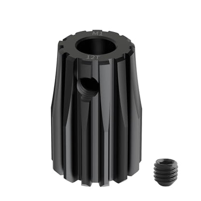 Pinion Motor Gear, M1 12T, 3/16 in (5mm) Shaft Hole | M1 Pitch 12 Teeth, 1045 Hardened Carbon Steel, 3/16 Inch Shaft Hole, RC Motor Pinion Upgrade, for 1/10 RC Brushless Crawler - size: M1 12T