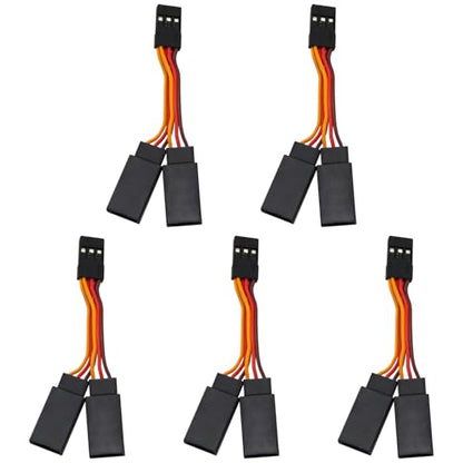 5PCS Multi Function Servo Y Splitter Cable 1 Male Connector to 2 Female Connectors 7cm Extension Cable for Remote Controlled Model Aircraft Cars Drones and Boats