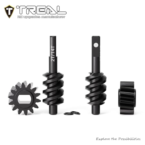 TREAL SCX30 Overdrive Worm Gears (14% OD) – Hardened Steel 2T & 14T Axle Gear Set for SCX30 RC Crawler (2 Pieces) - size: 2T/14T