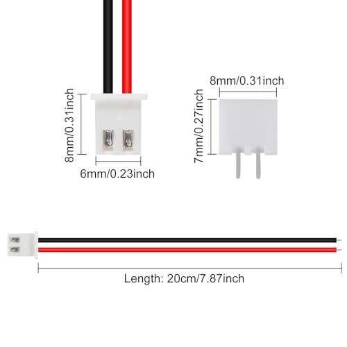 10Pairs JST-XH Connector Kit, XH 2.54mm 2 Pin Header Male and Female Connectors Plug Adapter with Flat Wire Cable 200mm 26AWG Compatible with JST XH (2P) - color: 2P